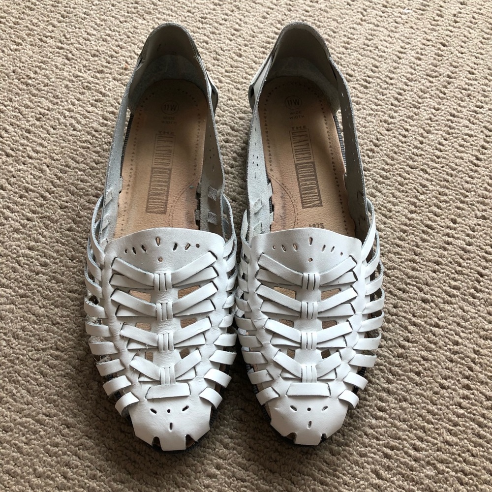 Vintage LEATHER COLLECTION white woven huaraches